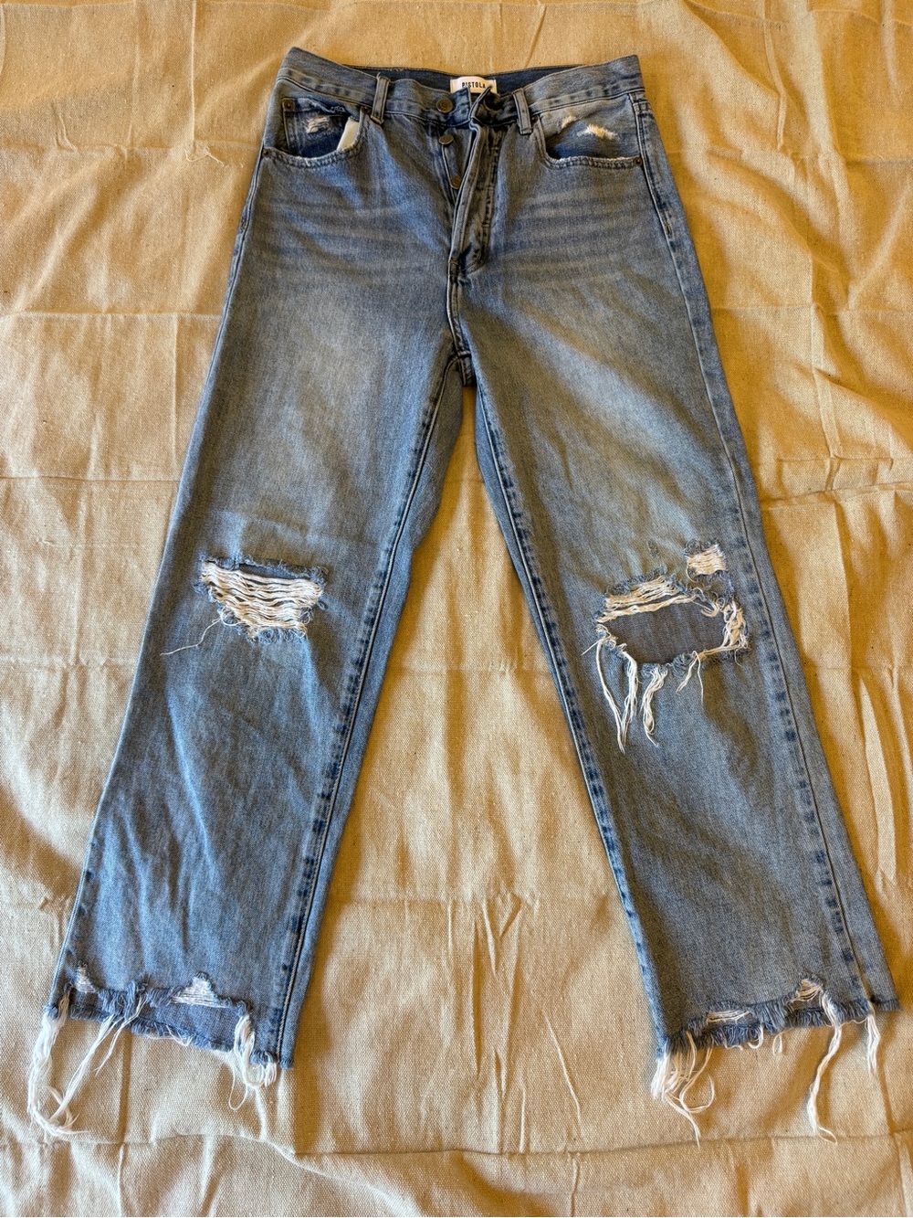 Pistola Cassie High Waist Ripped Crop Jeans Womens 27 Los Feliz Raw Hem Straight - Picture 2 of 14